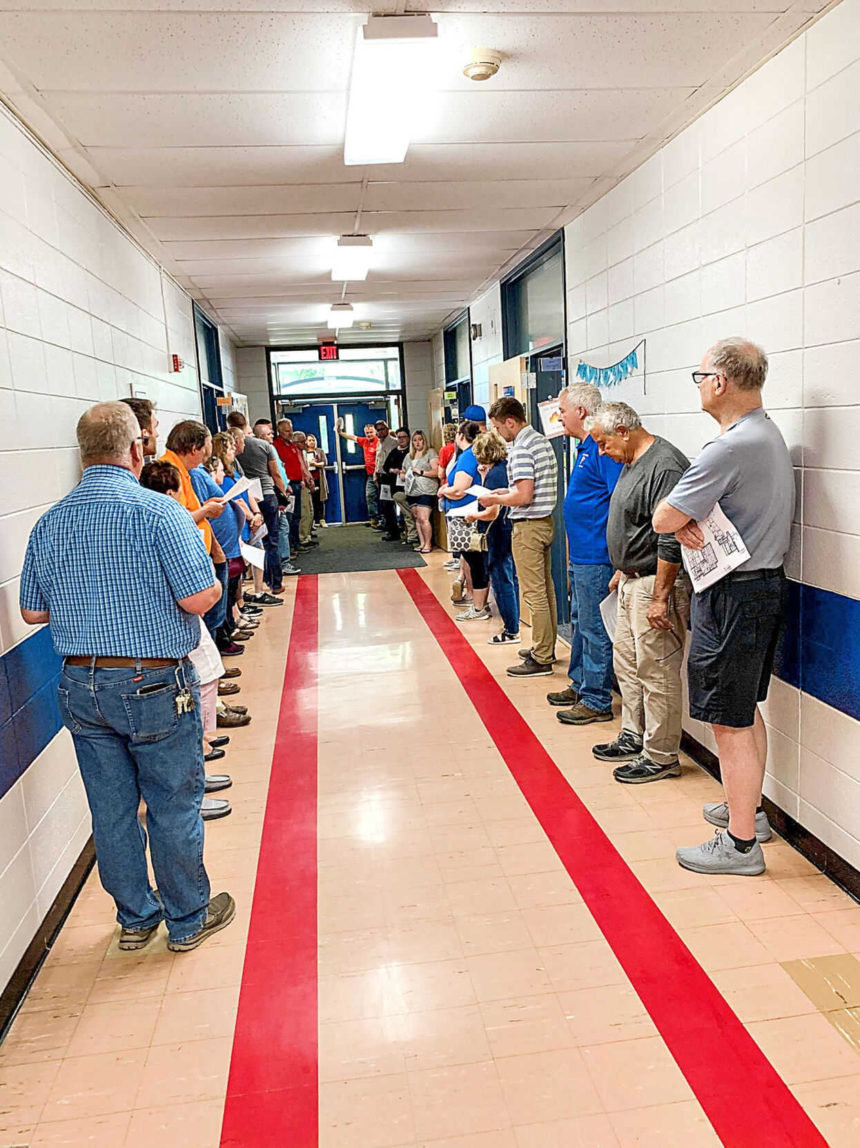 West Sioux tour in hallway
